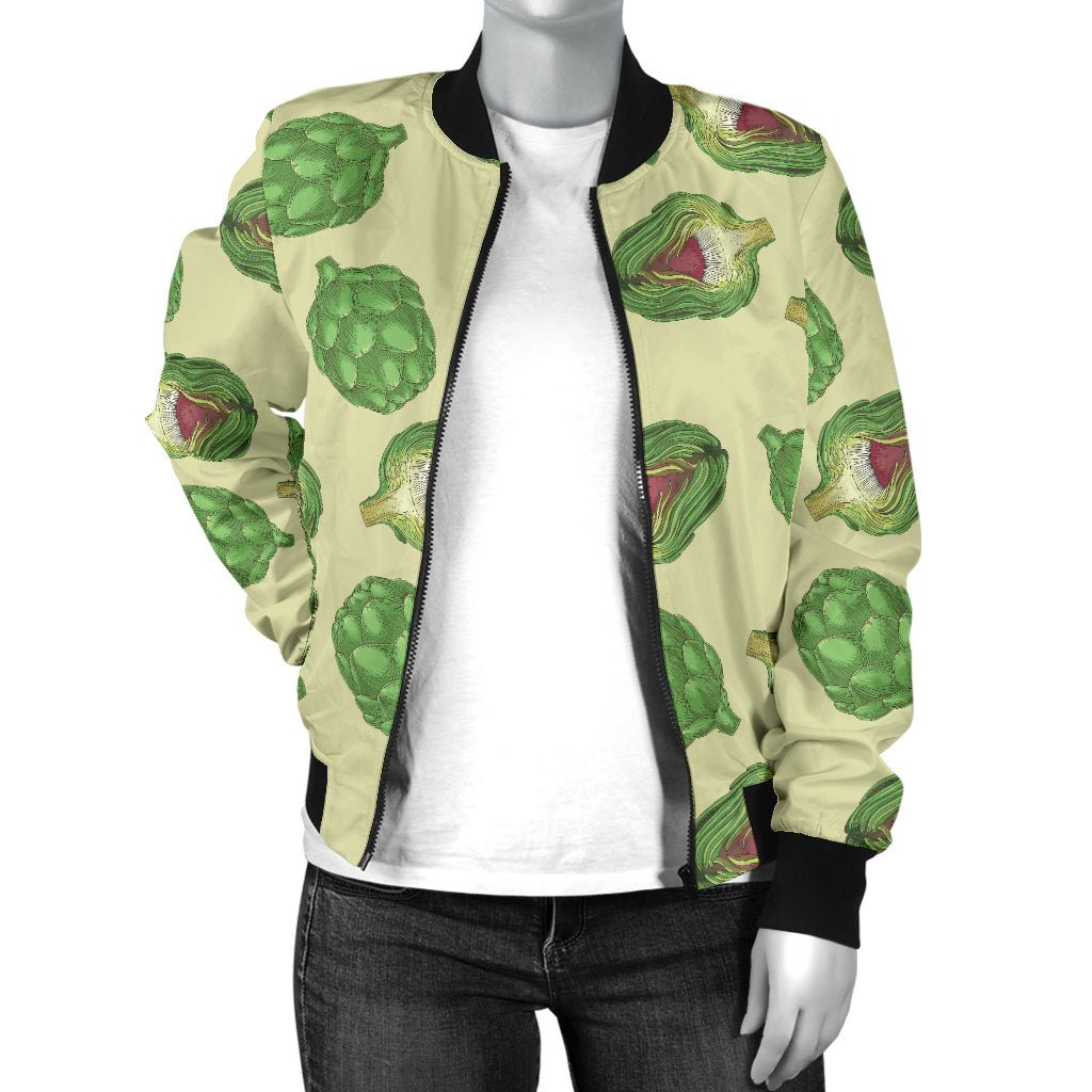 Artichoke Pattern Print Design 03 Women's Bomber Jacket