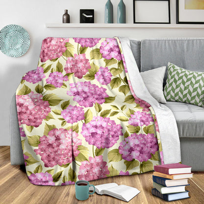 Hydrangea Pattern Print Design HD05 Fleece Blanket
