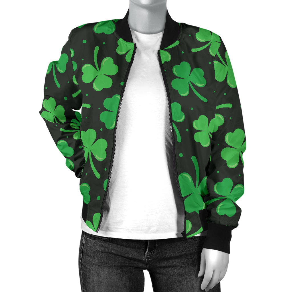 Clover Pattern Print Design 04 Women's Bomber Jacket