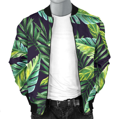Tropical Flower Pattern Print Design TF06 Men Bomber Jacket