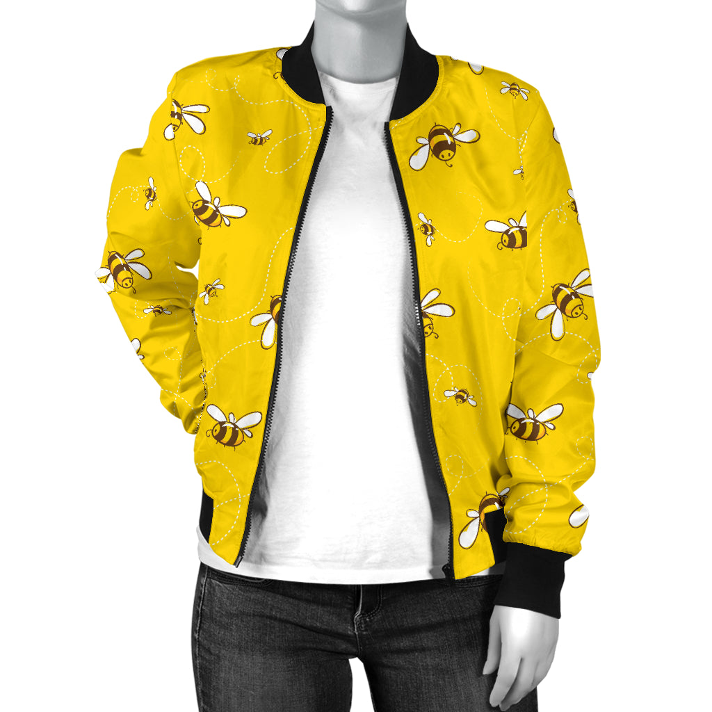 Bee Pattern Print Design 05 Women's Bomber Jacket