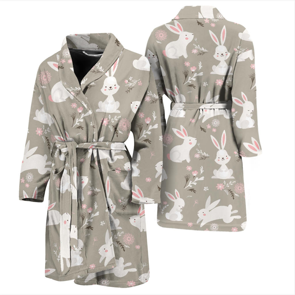 Rabbit Pattern Print Design RB03 Men Bathrobe