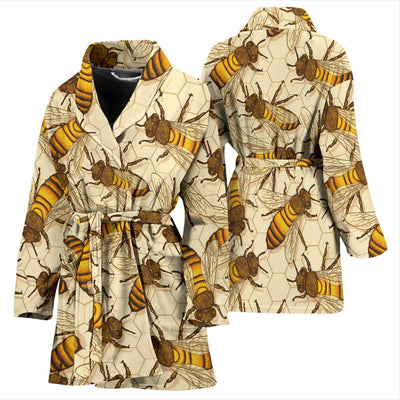 Bee Pattern Print Design BEE05 Women Bathrobe