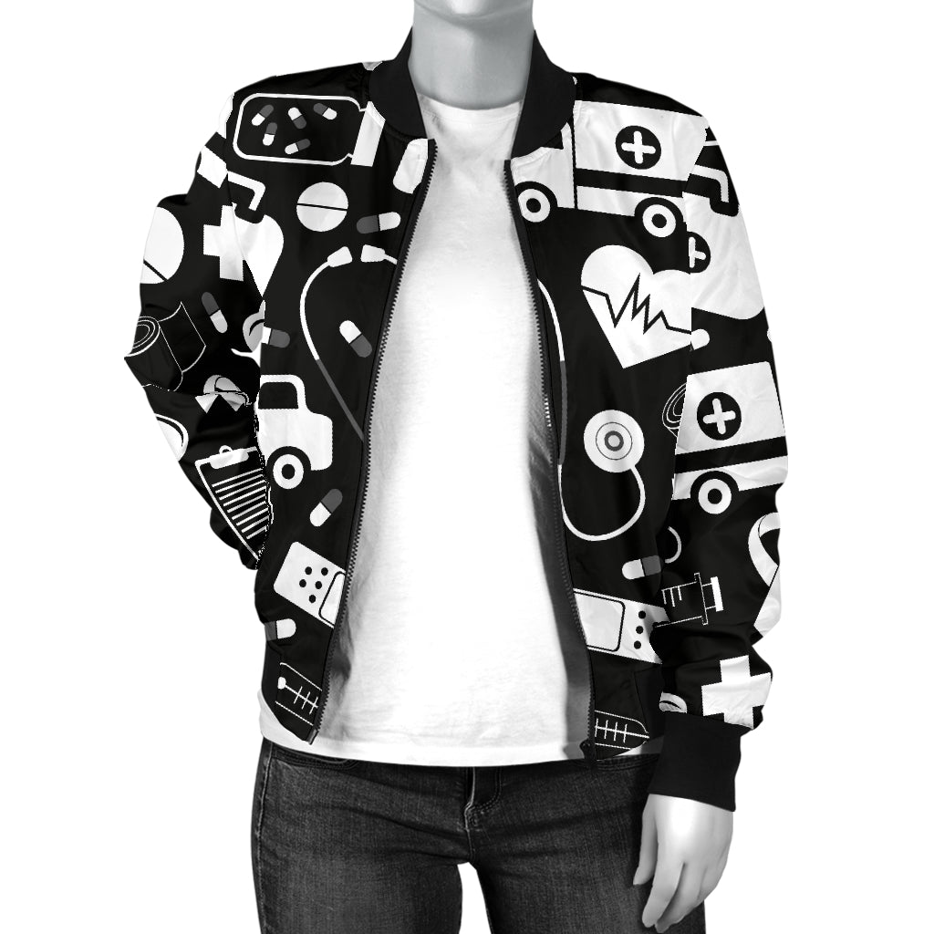 Medical Pattern Print Design 01 Women's Bomber Jacket