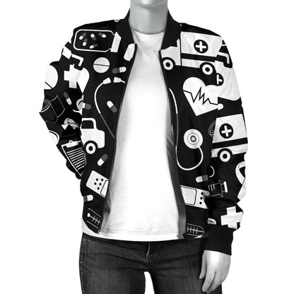 Medical Pattern Print Design 01 Women's Bomber Jacket