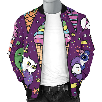 Ice Cream Pattern Print Design IC07 Men Bomber Jacket