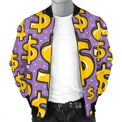 Dollar Pattern Print Design DO01 Men Bomber Jacket