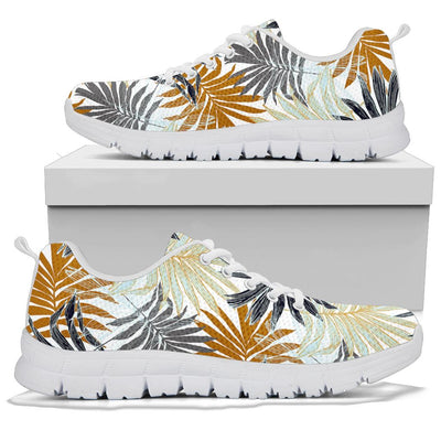 Colorful Tropical Palm Leaves Sneakers White Bottom Shoes