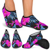 Neon Pink Hibiscus Pattern Print Design HB015 Aqua Water Shoes