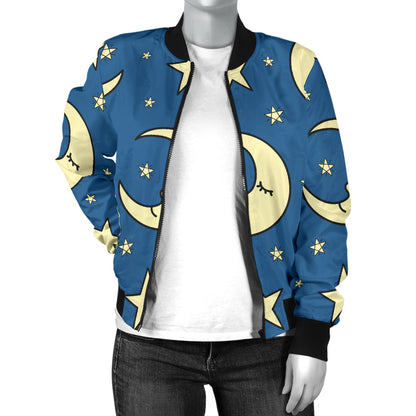 Moon Night Pattern Print Design 03 Women's Bomber Jacket