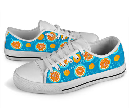 Grapefruit Pattern Print Design GF03 White Bottom Low Top Shoes