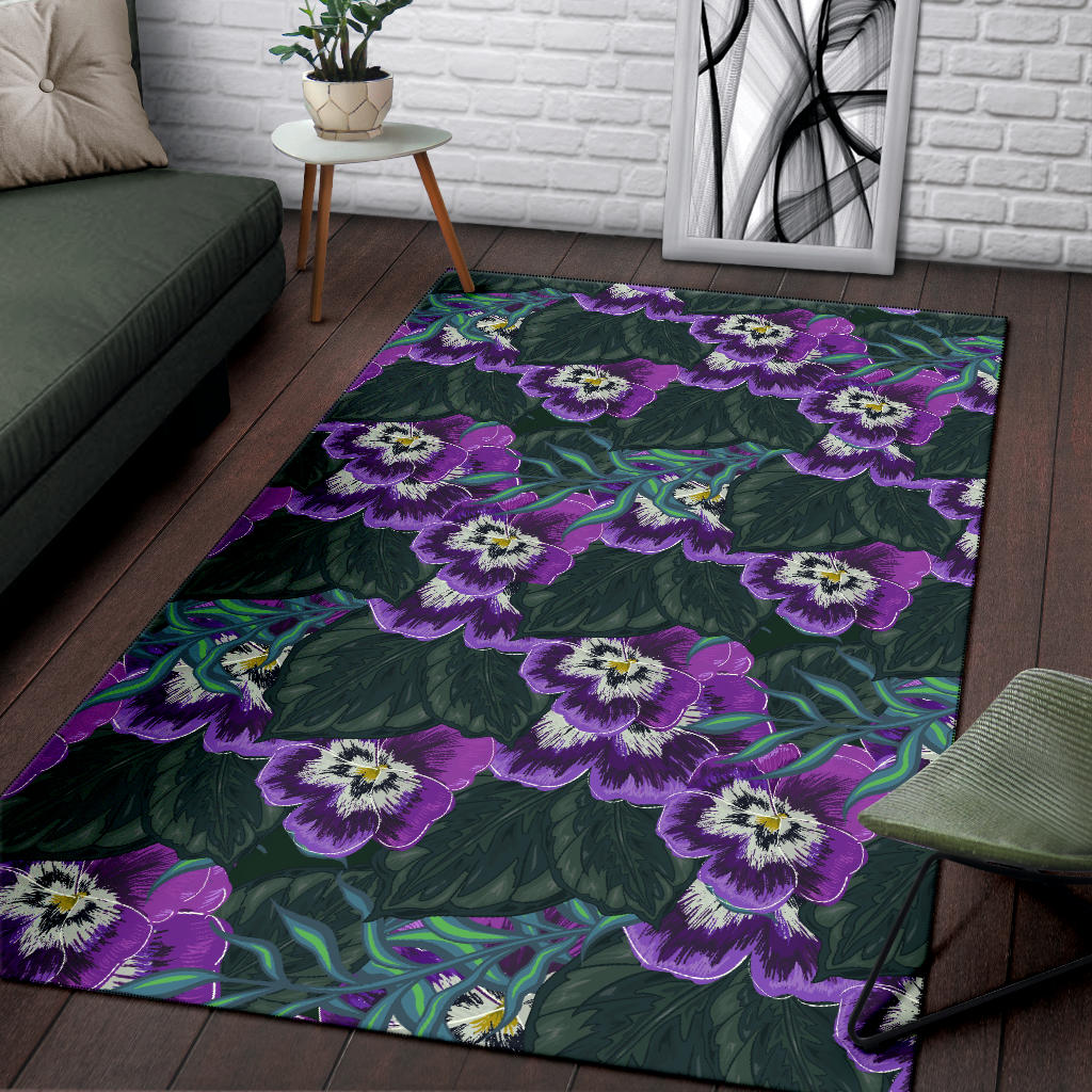 Pansy Pattern Print Design PS07 Area Rugs