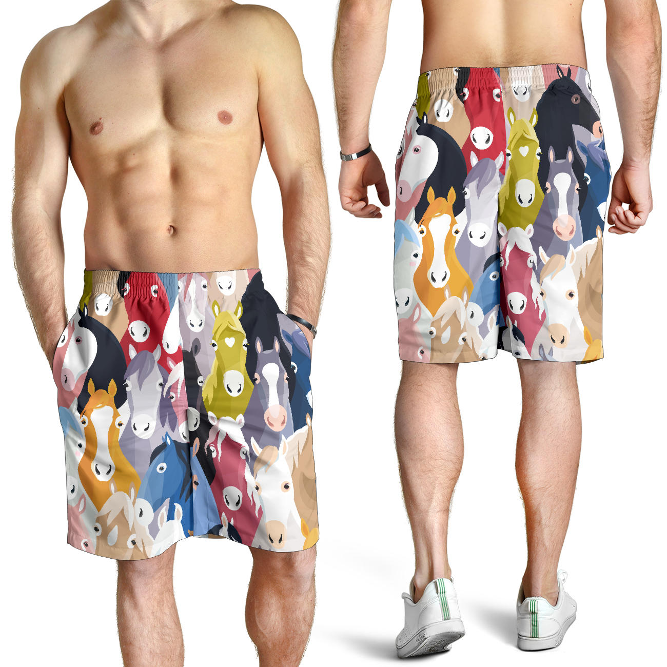 Colorful Horse Pattern Mens Shorts