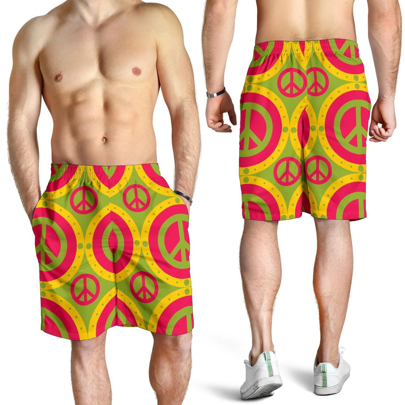 Peace Sign Pattern Print Design A01 Mens Shorts