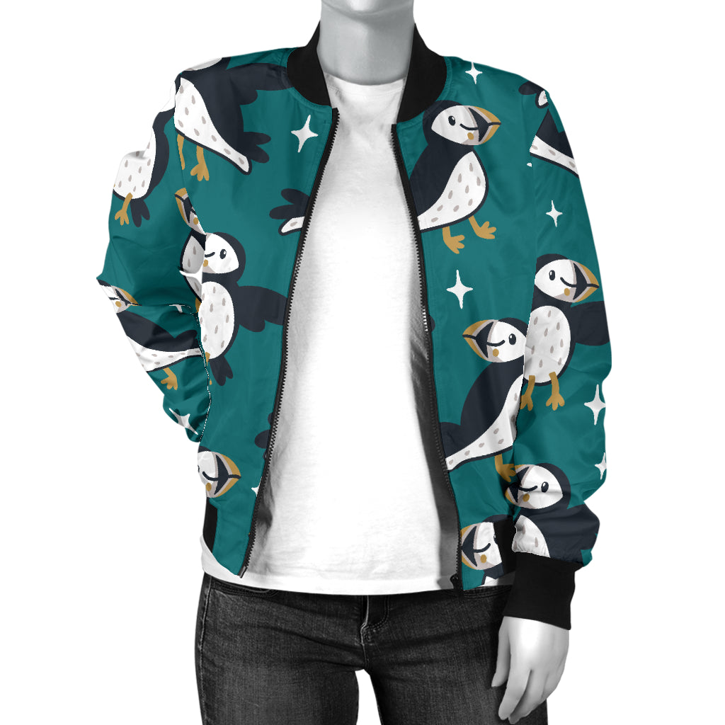 Puffin Pattern Print Design A05 Women's Bomber Jacket