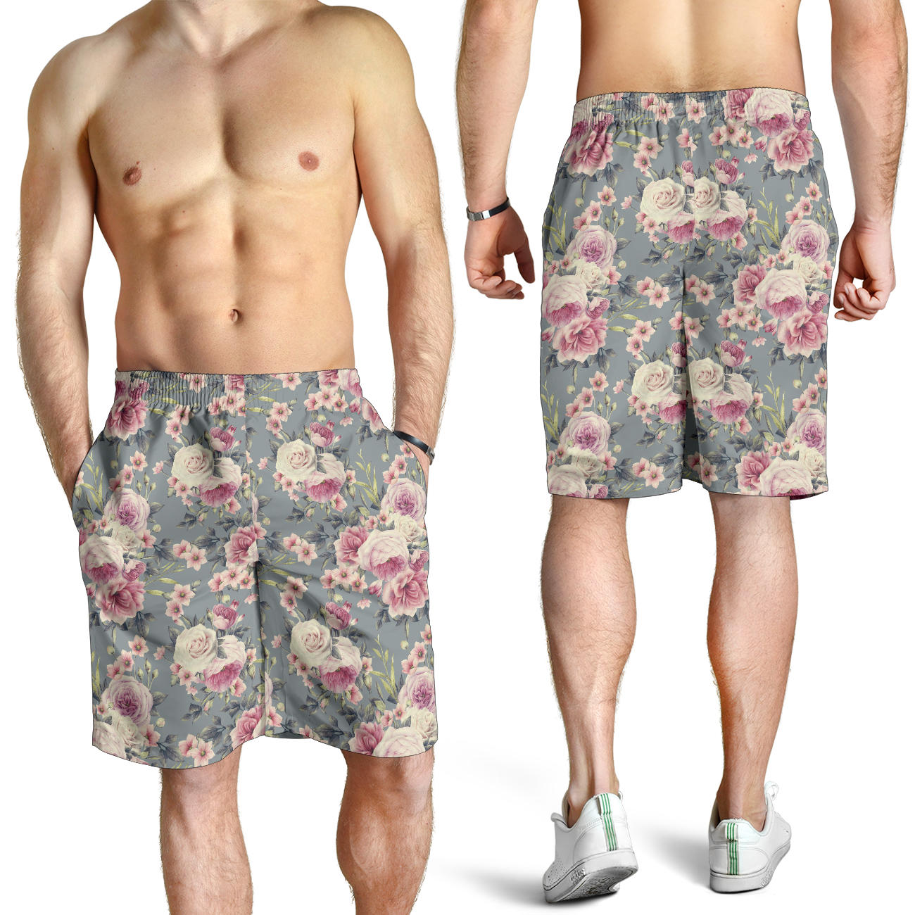 Peony Pattern Print Design PE05 Mens Shorts