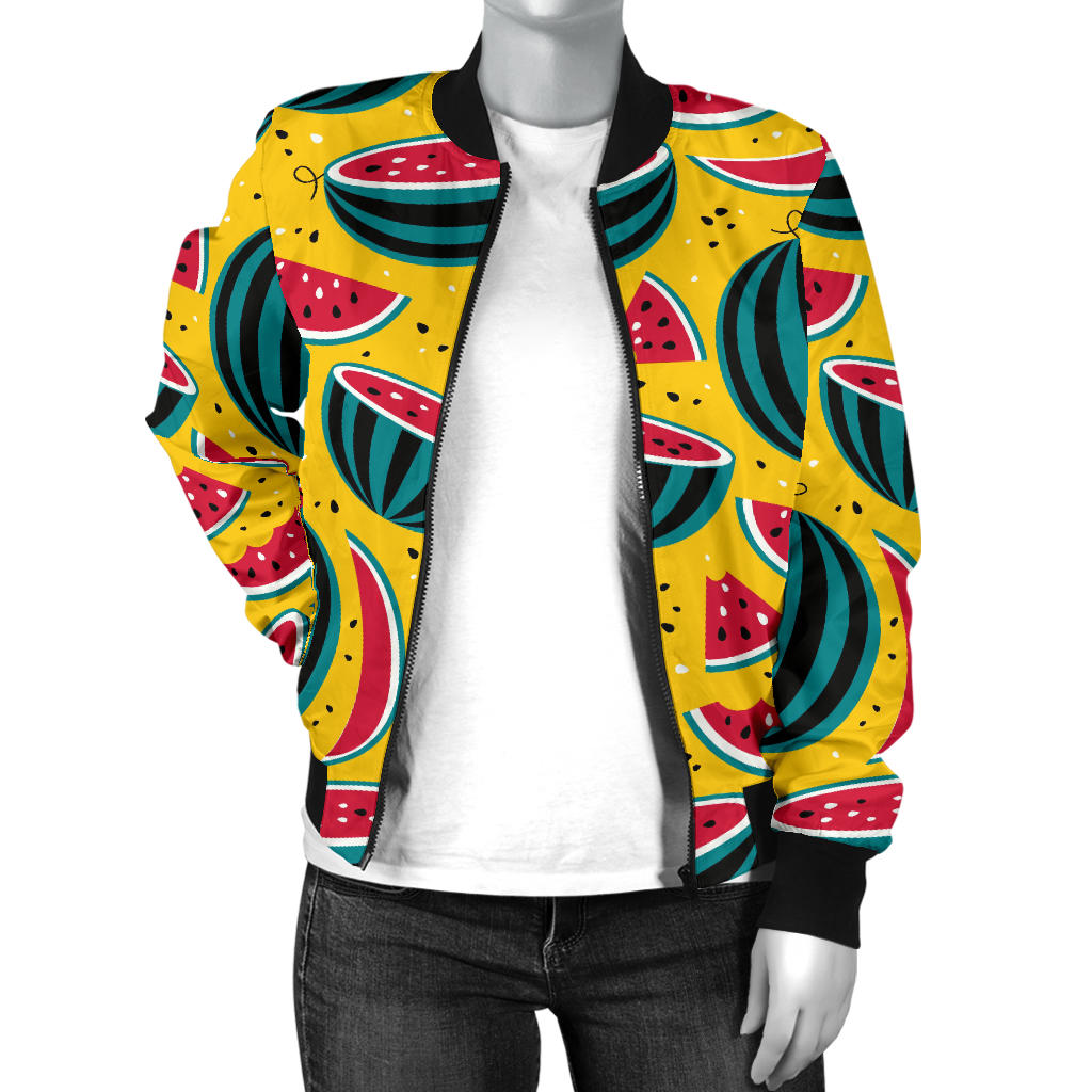 Watermelon Pattern Print Design WM02 Women Bomber Jacket