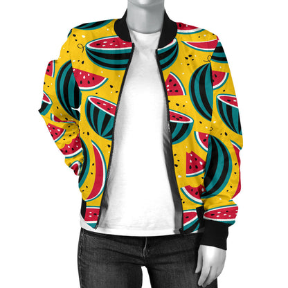 Watermelon Pattern Print Design WM02 Women Bomber Jacket