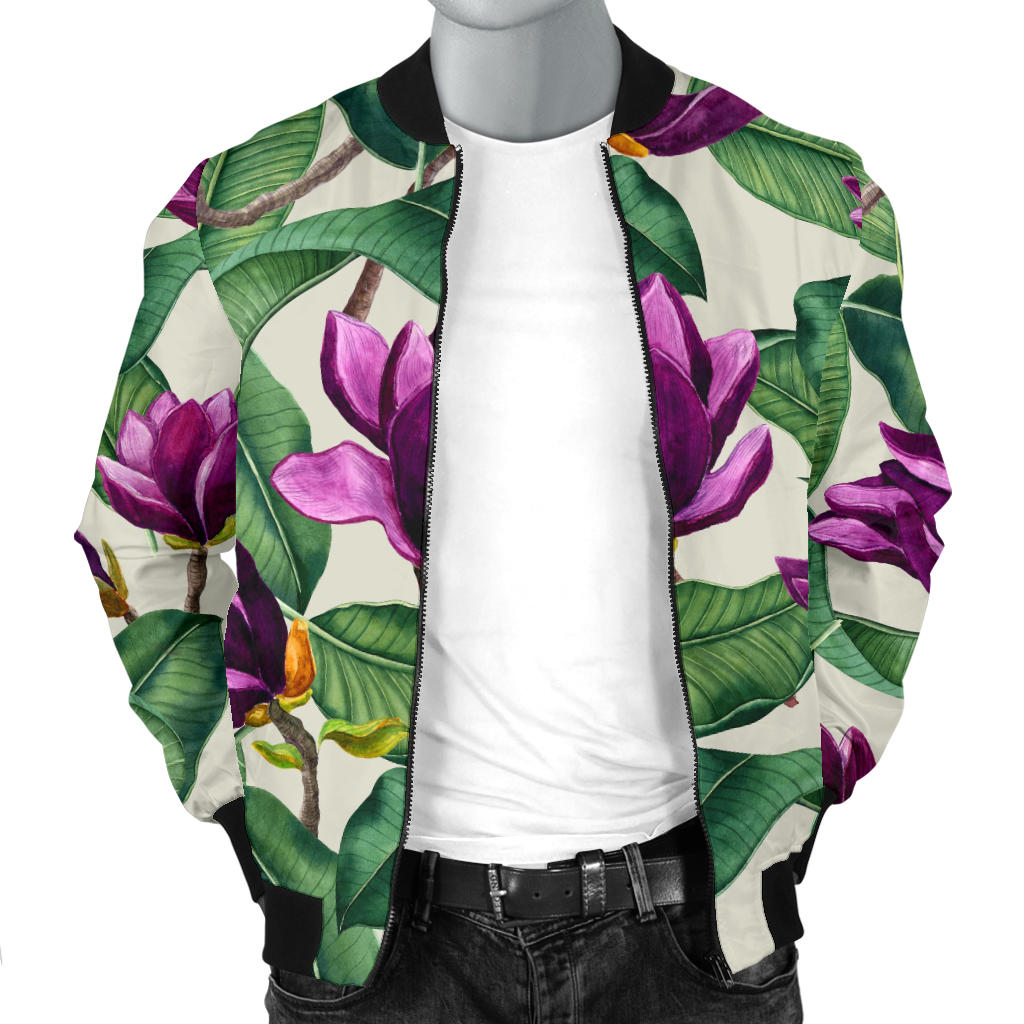 Magnolia Pattern Print Design MAG07 Men Bomber Jacket
