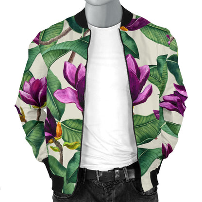 Magnolia Pattern Print Design MAG07 Men Bomber Jacket