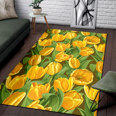 Tulip Yellow Pattern Print Design TP010 Area Rugs