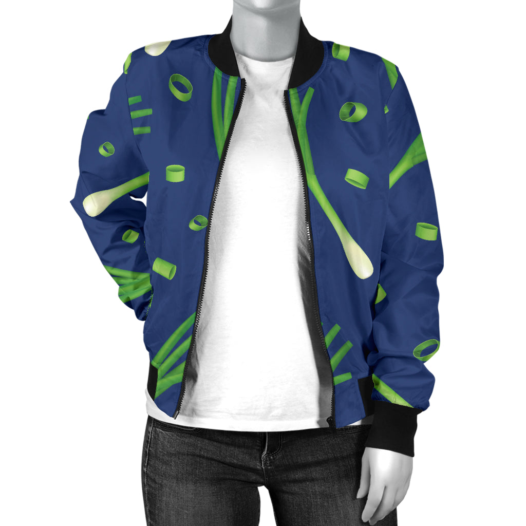 Leek Pattern Print Design 02 Women's Bomber Jacket
