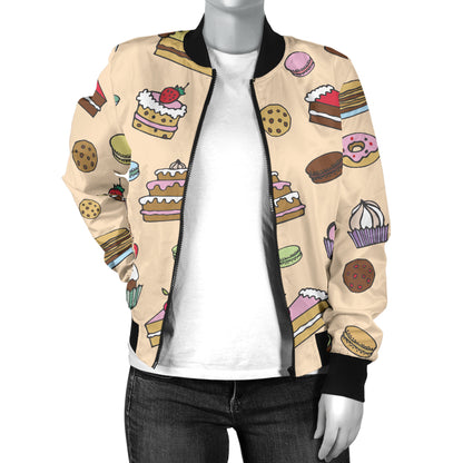 Cake Pattern Print Design 03 Women's Bomber Jacket