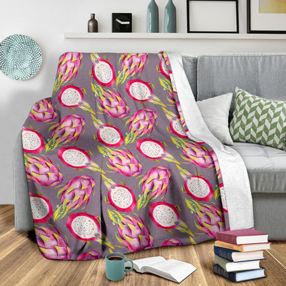 Dragonfruit Pattern Print Design DF03 Fleece Blanket