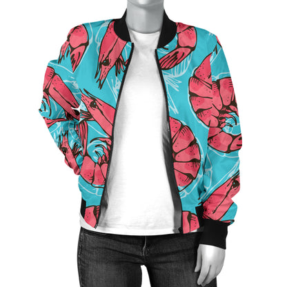 Prawn Pattern Print Design 01 Women's Bomber Jacket