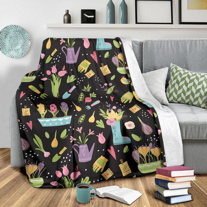 Gardening Pattern Print Design G03 Fleece Blanket