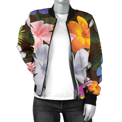 Plumeria Pattern Print Design PM03 Women Bomber Jacket