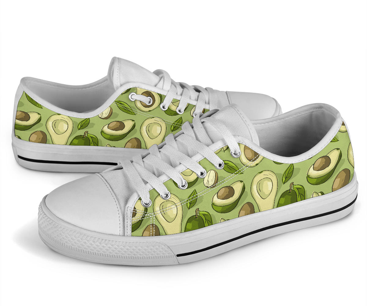 Avocado Pattern Print Design AC03 White Bottom Low Top Shoes