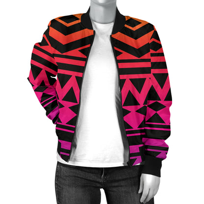 Rainbow Tribal Pattern Print Design A02 Women's Bomber Jacket
