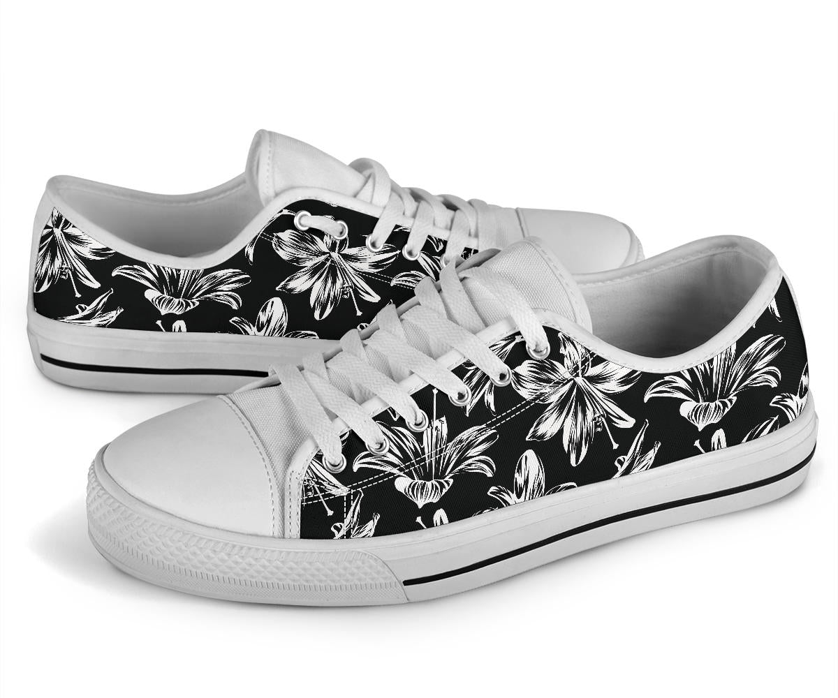 Amaryllis Pattern Print Design AL04 White Bottom Low Top Shoes