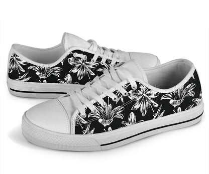 Amaryllis Pattern Print Design AL04 White Bottom Low Top Shoes