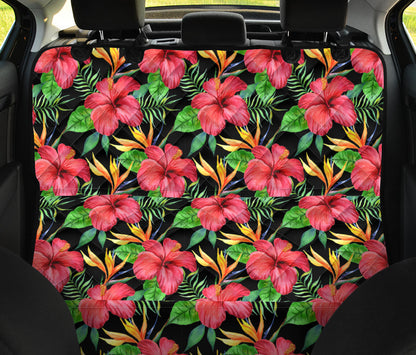 Red Hibiscus Pattern Print Design HB07 Rear Dog  Seat Cover