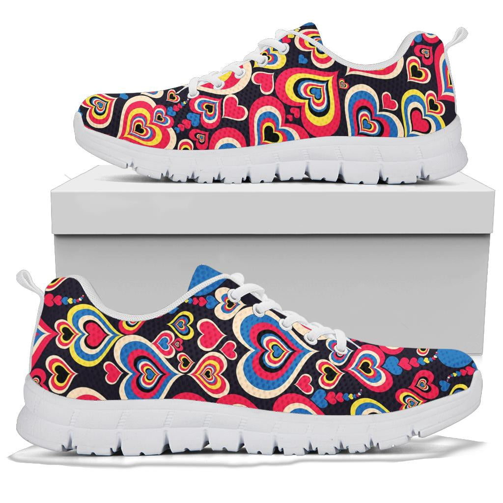 Heart Pattern Print Design HE08 Sneakers White Bottom Shoes
