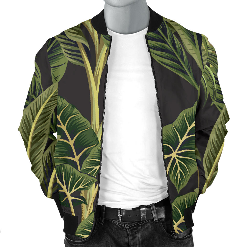 Banana Leaf Pattern Print Design BL04 Men Bomber Jacket