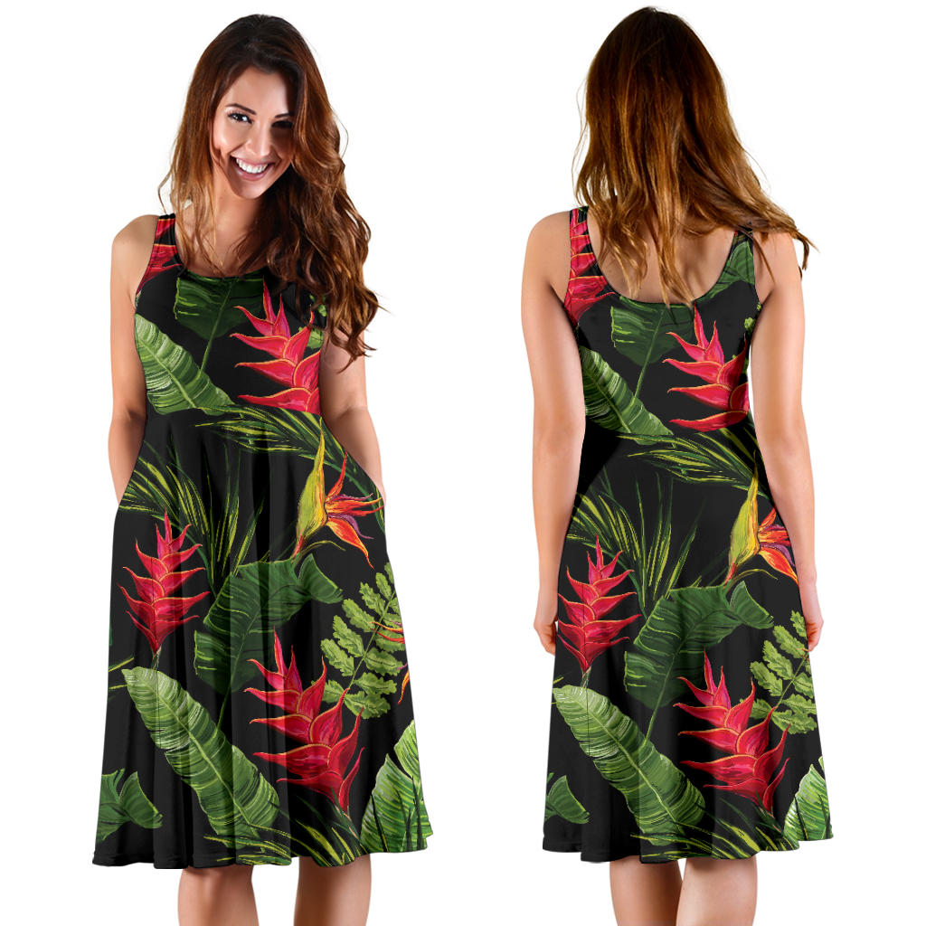 Bird Of Paradise Pattern Print Design BOP010 Midi Dress