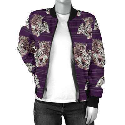 Leopard Pattern Print Design 01 Women's Bomber Jacket