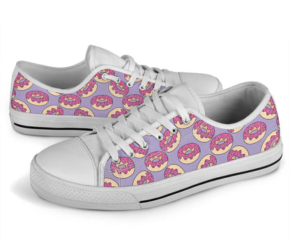 Donut Pattern Print Design DN015 White Bottom Low Top Shoes