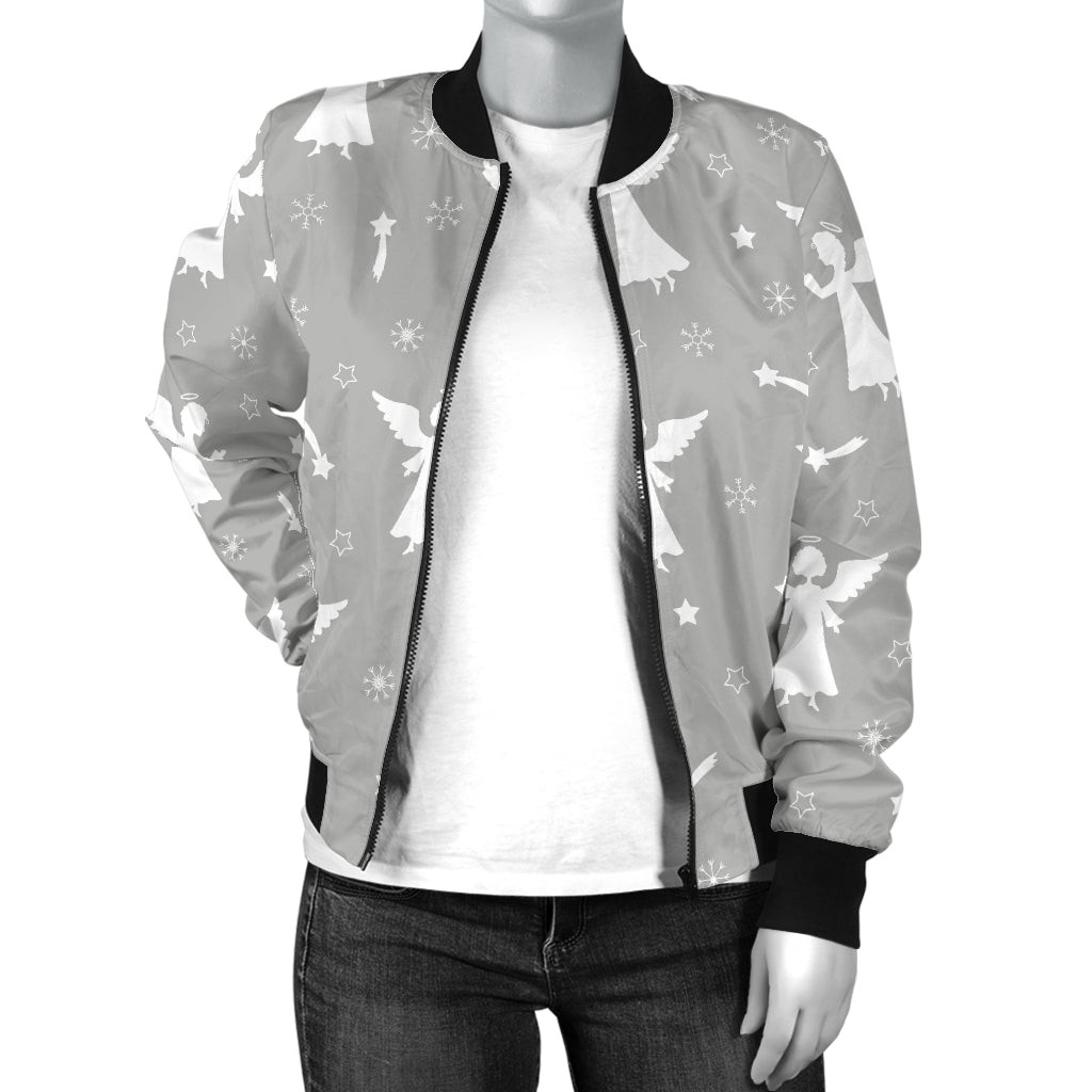Angel Pattern Print Design 03 Women's Bomber Jacket