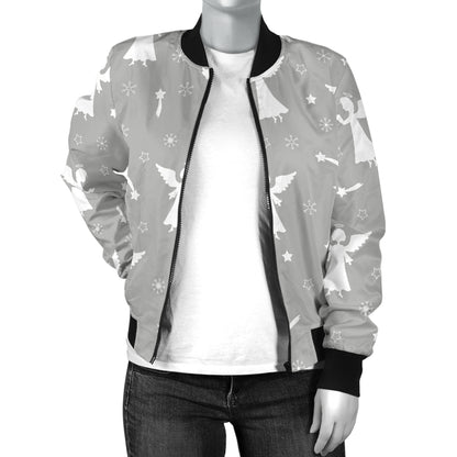 Angel Pattern Print Design 03 Women's Bomber Jacket
