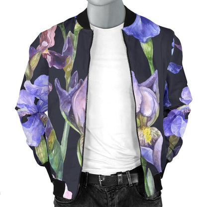 Iris Pattern Print Design IR04 Men Bomber Jacket
