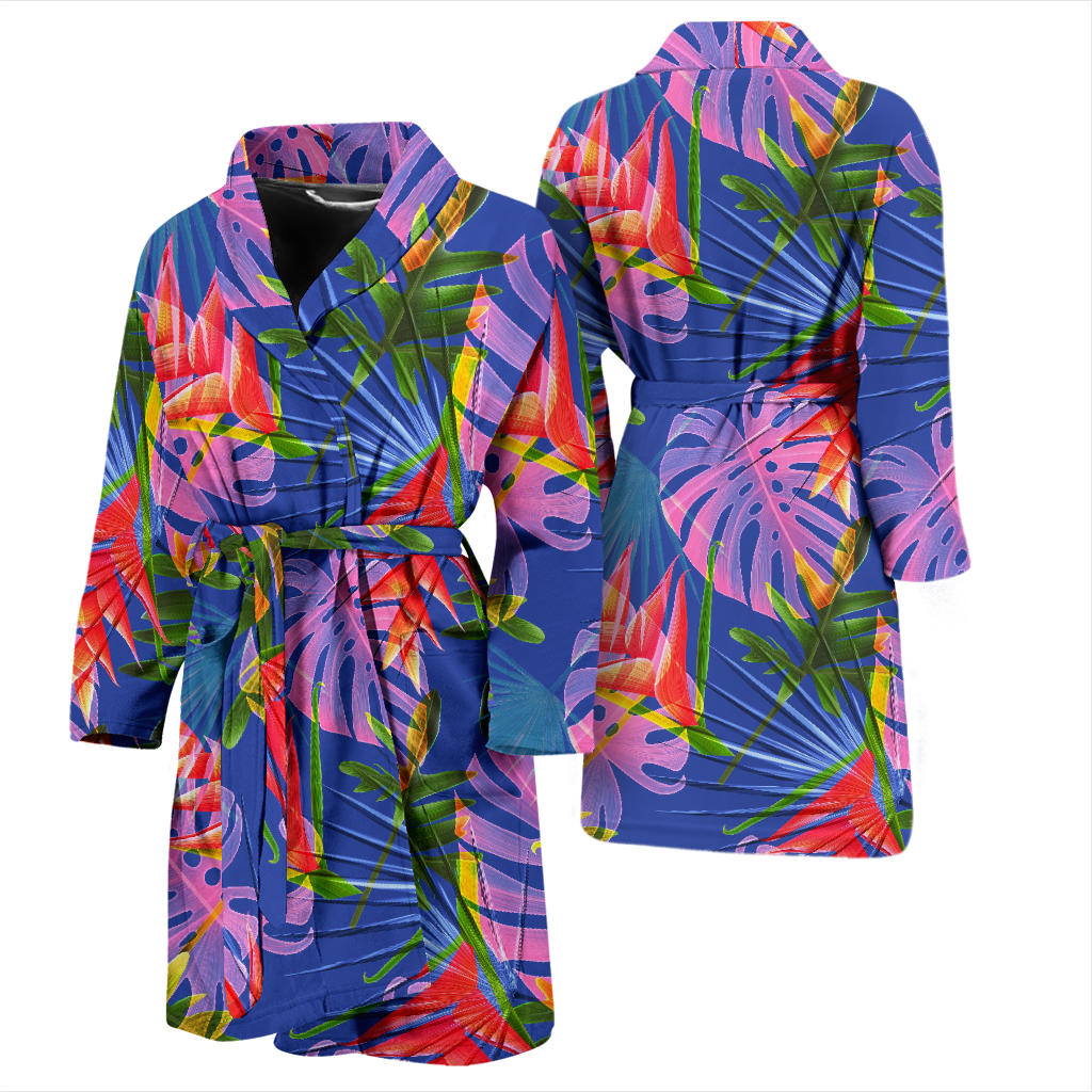 Tropical Flower Pattern Print Design TF025 Men Bathrobe