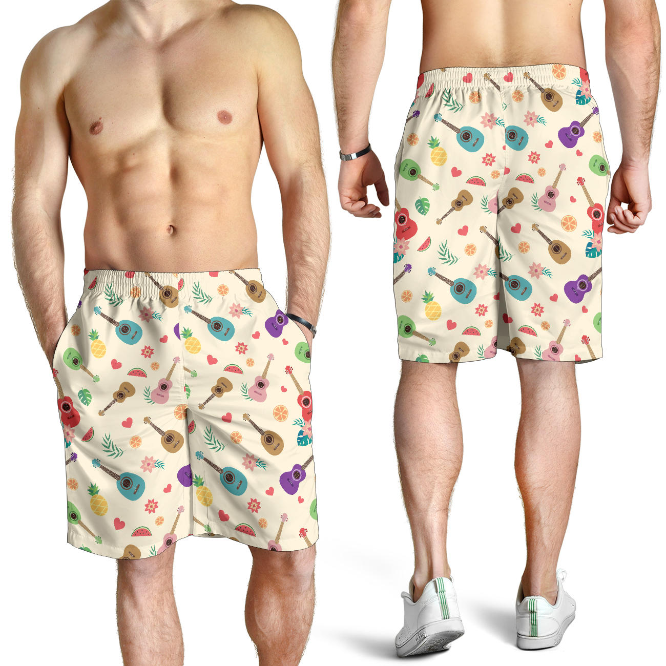 Ukulele Pattern Print Design 01 Mens Shorts