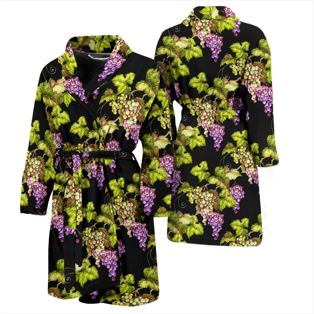 Grape Pattern Print Design GP04 Men Bathrobe