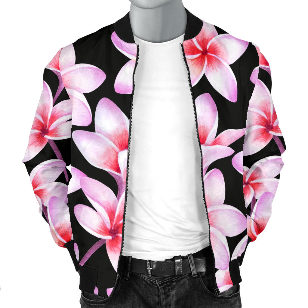 Pink Plumeria Pattern Print Design PM09 Men Bomber Jacket