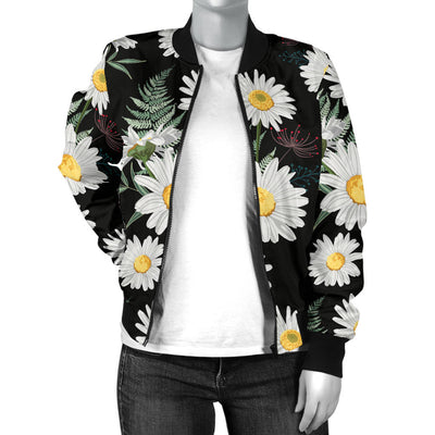 Daisy Pattern Print Design DS07 Women Bomber Jacket