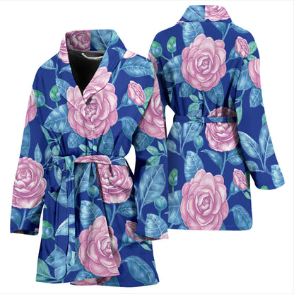 Camellia Pattern Print Design CM05 Women Bathrobe